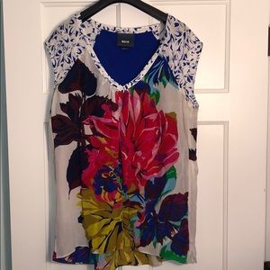 Anthropologie Maeve cap sleeved silk floral top
